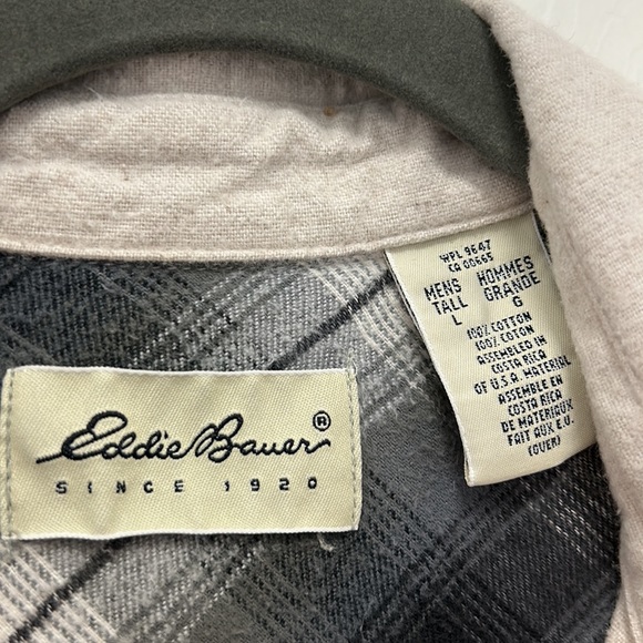 VTG Eddie Bauer Button Down Shirt Cotton Pockets Warm Casual Outdoors Men L/Tall - Picture 3 of 6